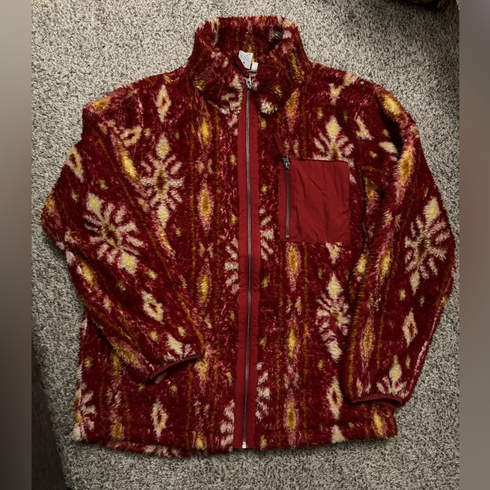 Maurice’s | Red Aztec Tribal Soft Fleece Zip-Up | XL | NWT